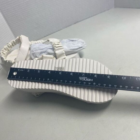 SHOEDAZZLE Taneisa Women’s Rusched Strap Wedge Sandal Size 7 White New With Defe - Picture 8 of 12